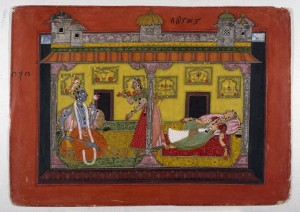 Basohli Indian miniature painting, insects in art