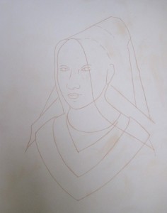 Outline transferred in pigment