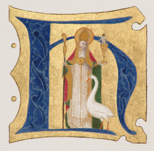 Painting of St Hugh and his swan by artist Toni Watts